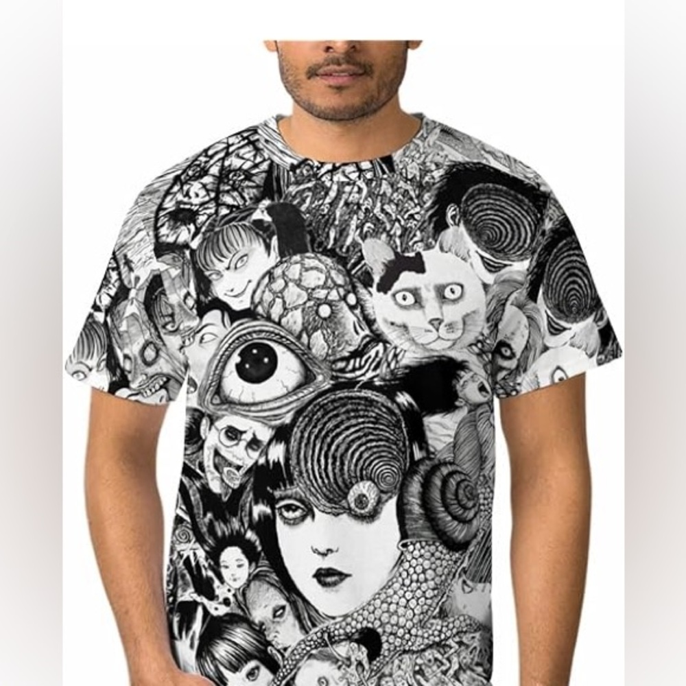 Junji Ito- Large Black and White Graphic T-Shirt